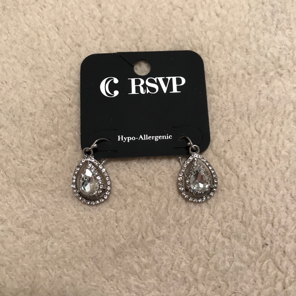 DONATED Teardrop Rhinestone Earrings - Picture 2 of 6